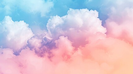 Fototapeta premium Soft Pastel Clouds in a Blue and Pink Sky