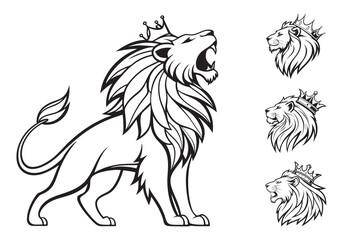 lion vector illustration. Lion head vector. Lion silhouette. Lion cut file. lion bundle