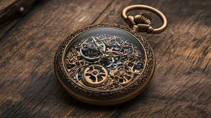 Intricate vintage pocket watch with visible mechanics