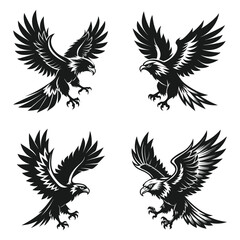 silhouette vector eagle black and white flying war. flying eagle 