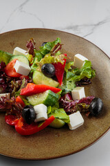 Tasty and juicy salads with sauces