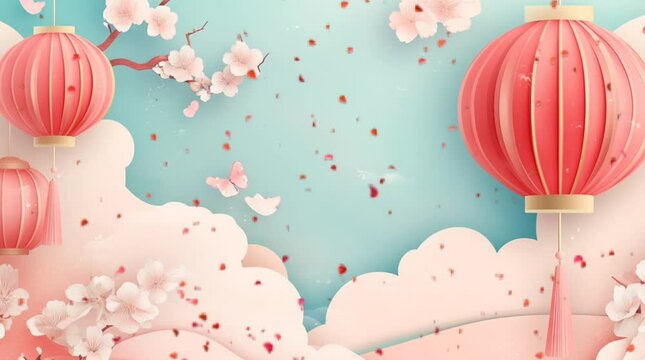Chinese new year background with lantern, copy space for text
