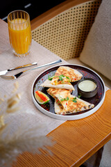 Delicious and hot snack for company