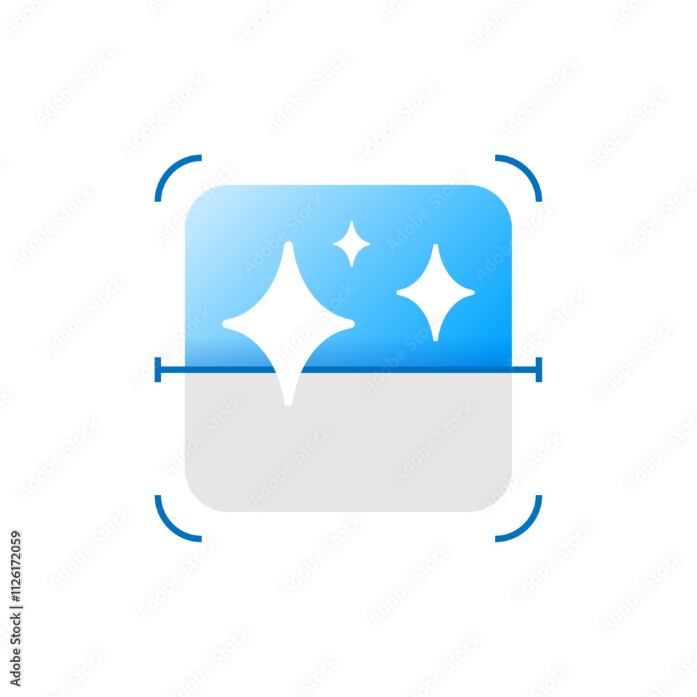 Poster flat illustration of scanning frame, ai powered recognition or scanning functionality. for facial re
