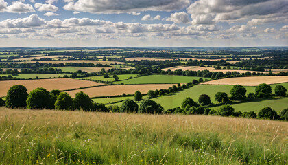 Naklejka premium Paysage rural sous un ciel nuageux