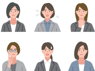 ネガティブな表情をした女性のセット