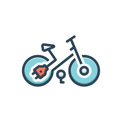 Color illustration icon for electric bike