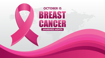Fototapeta premium Breast Cancer Awareness Month. With pink ribbon elements. Pink October. This ribbon is widely used in campaigns to raise awareness