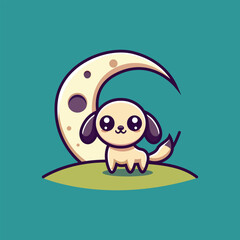 Colourfull Cute Luna Dog Vectorv Image