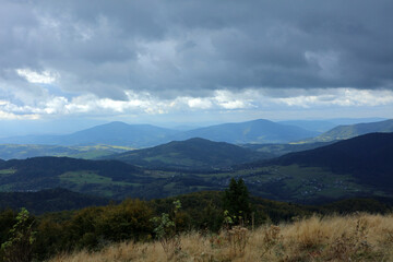 View from the top of Mogielica - the highest peak in  Island Beskids mountain range in Poland