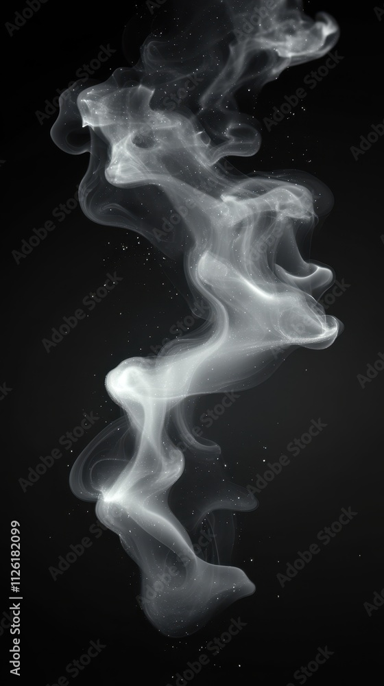 Poster realistic smoke swirl isolated on a black background creating a stunning visual effect