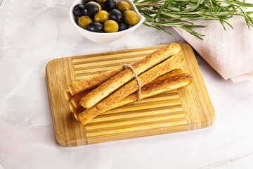 Crispy grissini italian bread heap