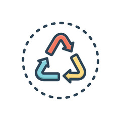 Color illustration icon for recycle