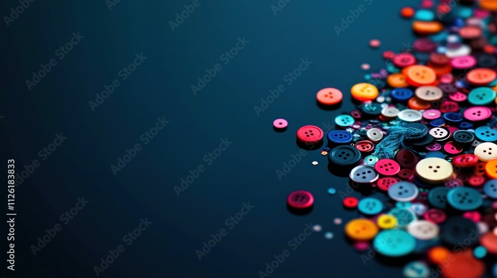 Poster a colorful assortment of buttons scattered on a dark surface.