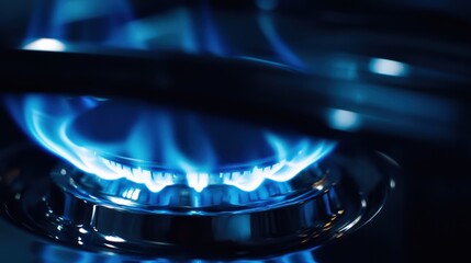 blue flame from a gas stove burner