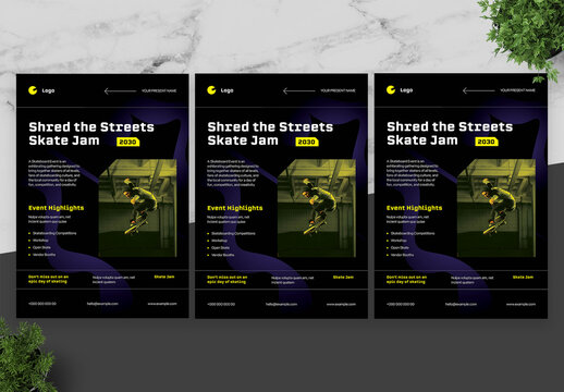 Black And Yellow Skateboard Flyer