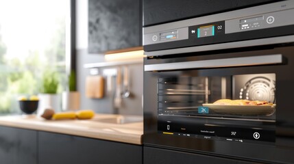 A smart oven notifying through a mobile app in a tech-savvy home