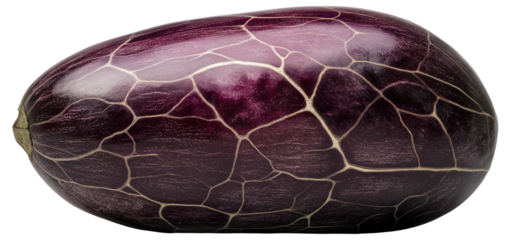 PNG Close-up of a purple eggplant with unique skin pattern