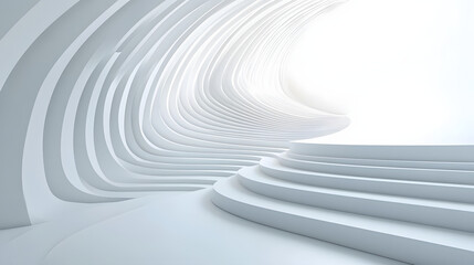 Obraz premium A sleek futuristic interior with curving white spiral staircases and smooth layered textures creating an ethereal, modern atmosphere. .