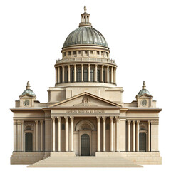 Obraz premium 3D front view illustration of the Banqueting House British monument isolated on a white transparent background