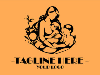 Black silhouettes show family home and moment of family happiness. Great for real estate, gardening, familyoriented designs, and silhouettethemed projects for various purposes