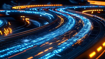 futuristic digital data stream lines - futuristic technology