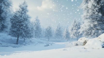 Fototapeta premium Snow covered trees in a winter wonderland scene
