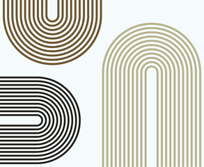 Abstract boho seamless geometric design in green, brown and black with a white background