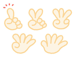 指で数を数えるハンドサインセット　手描きイラスト