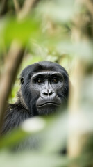 Obraz premium Portrait of Gorilla in Forest Habitat Phone Wallpaper