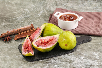 Tropical exotic green fig with cut