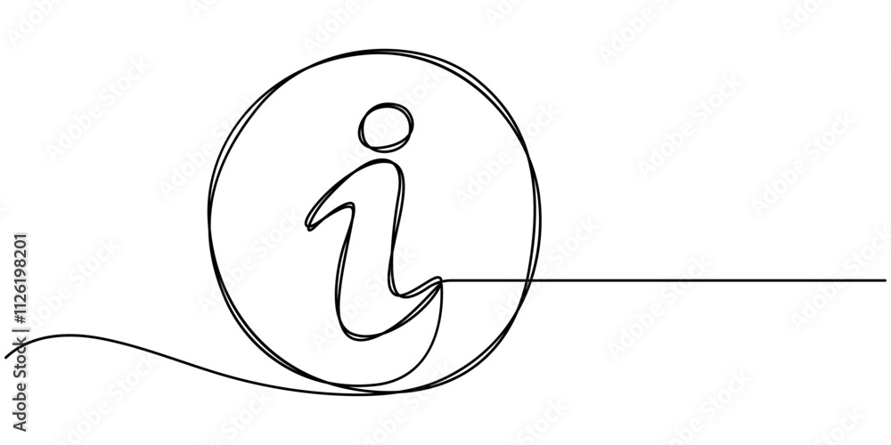 Poster information symbol one continuous line . one editable line help desk help. the information linear ic