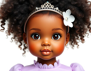 Fototapeta premium Adorable Cute African American Princess, Doll Face, Beautiful Baby Girl.