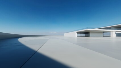 Minimalist Modern Architecture Against blue sky background