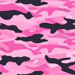 Obraz premium Camouflage seamless pattern. Classic clothing style with pink. Vetor background. 