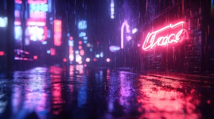 Rainy Night in Neon City: Cyberpunk Streetscape