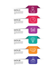 6 data step infographics timeline tab paper index template