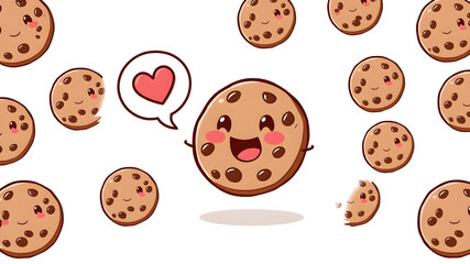 Fototapeta premium Cute happy funny chocolate cookie. Vector cartoon character illustration icon design.Isolated on white background. Generative AI