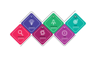 Timeline infographic business concept with 6 options