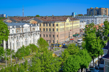 Naklejka premium Soviet architecture of Lenin Avenue in Ivanovo