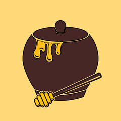Honey pot isolated. Vector illustration