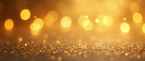 gold glitter background with bokeh lights and copy space for christmas or birthday 
