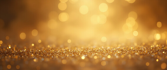 gold glitter background with bokeh lights and copy space for christmas or birthday	
