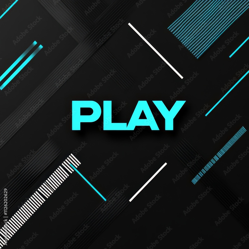 Poster the playful abstraction: a bold and dynamic graphic design showcases the word play, with geometric s