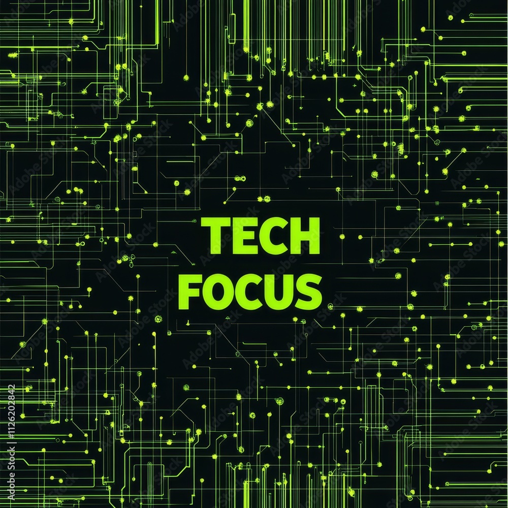 Poster tech focus: futuristic tech design with the words 