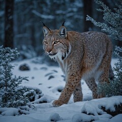 Fototapeta premium lynx in snow