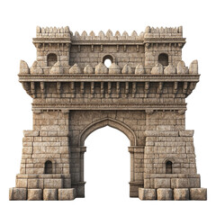 Obraz premium 3D front view illustration of the Diu Fort Indian monument isolated on a white transparent background