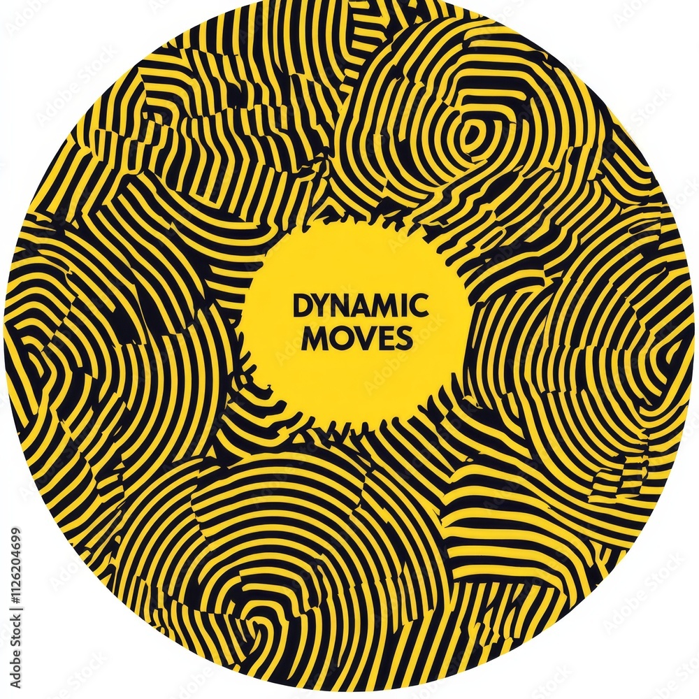 Poster dynamic moves abstract art: a captivating circular abstract art piece featuring a dynamic interplay 