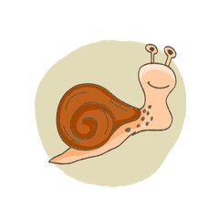 Cute hand drawn snail and aesthetics pastel color theme