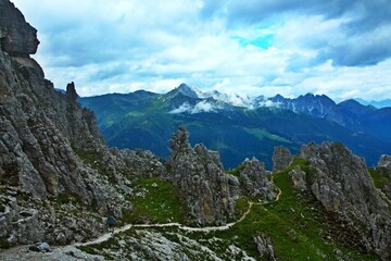 Austrian Alps - outlook from the footpath near peak Elfer in Stubai Alp